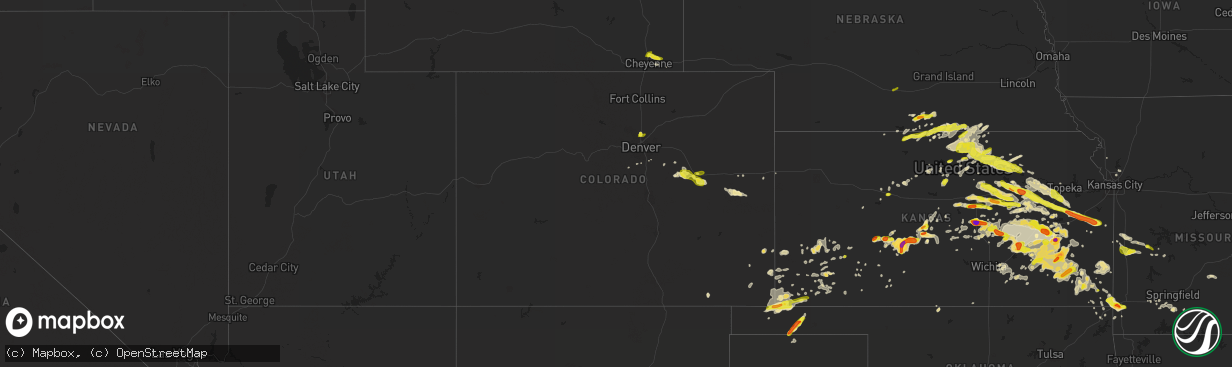 Hail map in Colorado on May 6, 2019