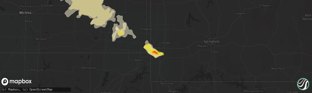 Hail map in Joplin, MO on May 6, 2019