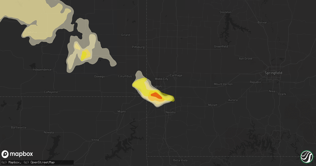 Hail map in Joplin, MO on May 6, 2019