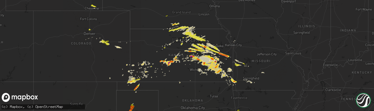 Hail map in Kansas on May 6, 2019