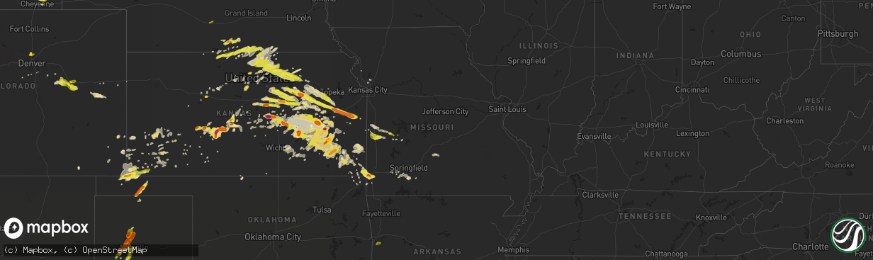 Hail map in Missouri on May 6, 2019