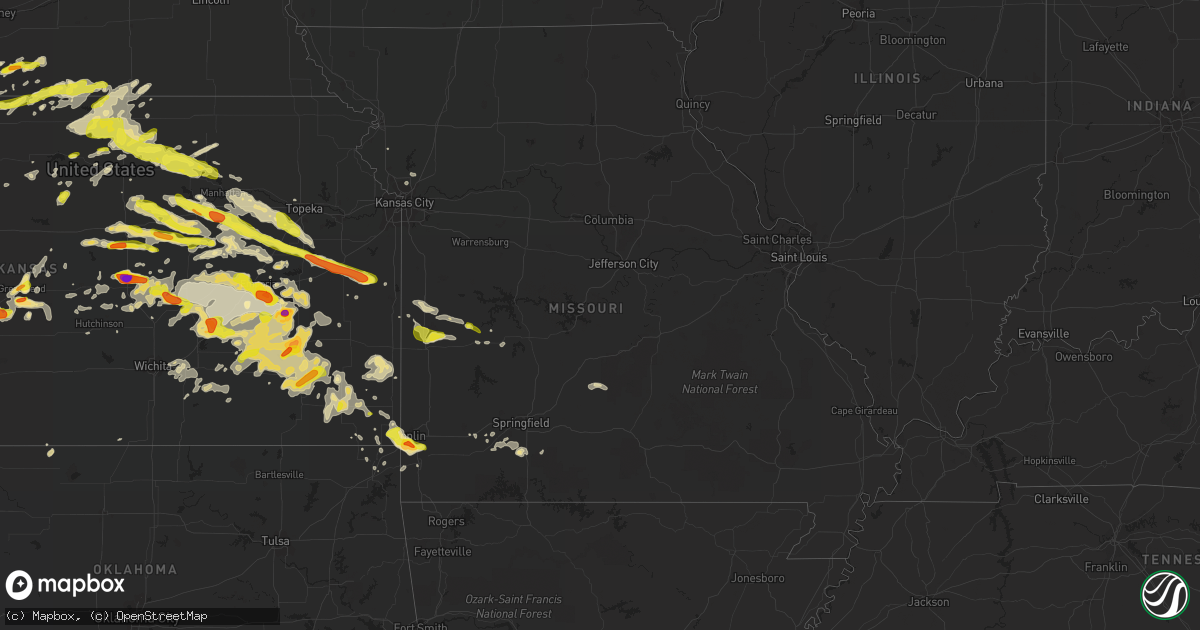 Hail map in Missouri on May 6, 2019