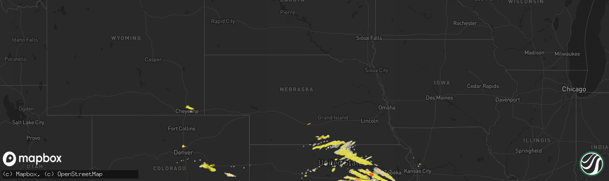 Hail map in Nebraska on May 6, 2019