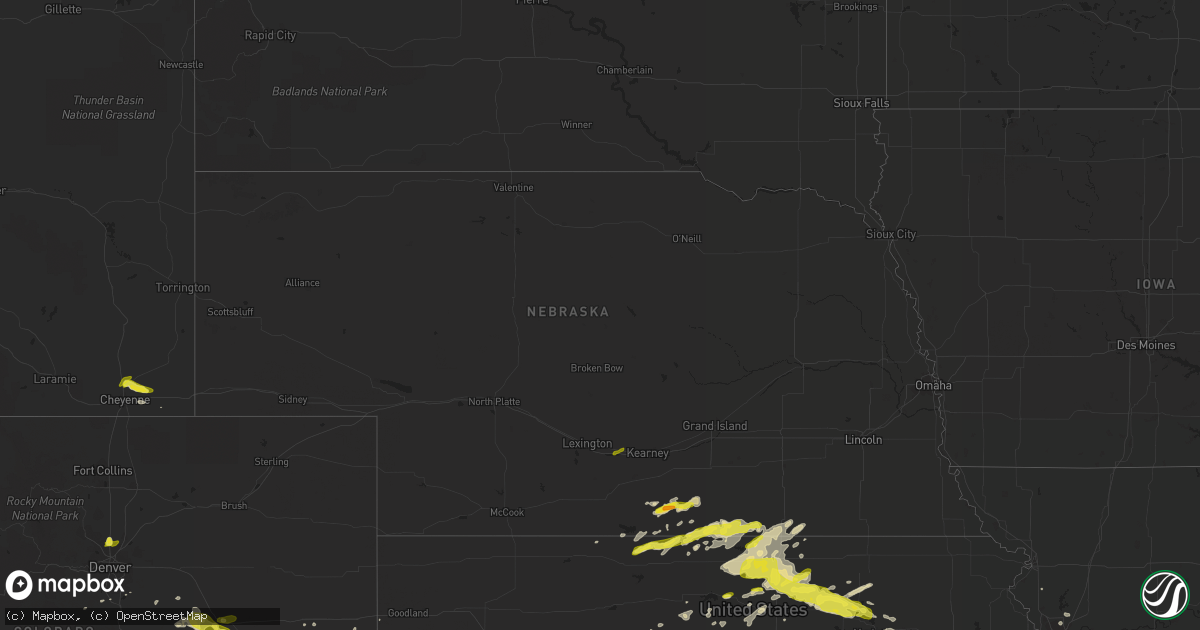 Hail map in Nebraska on May 6, 2019