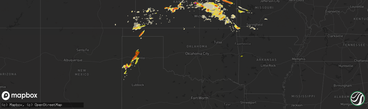 Hail map in Oklahoma on May 6, 2019