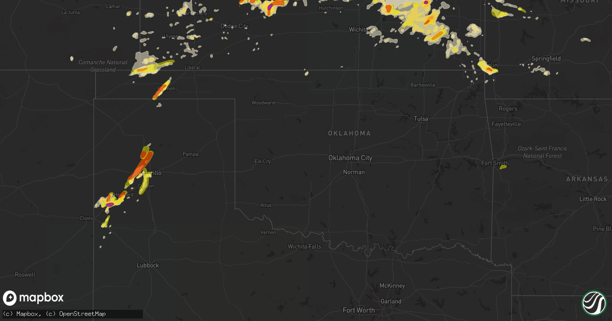 Hail map in Oklahoma on May 6, 2019