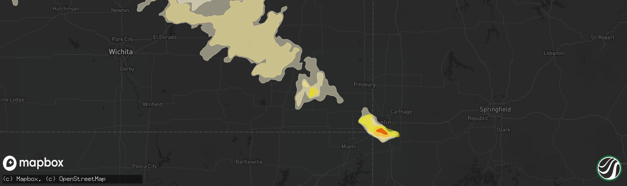 Hail map in Parsons, KS on May 6, 2019