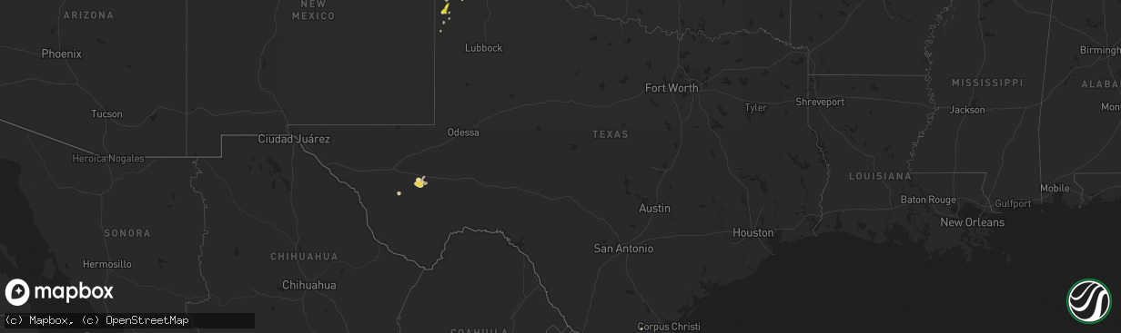 Hail map in Texas on May 6, 2019