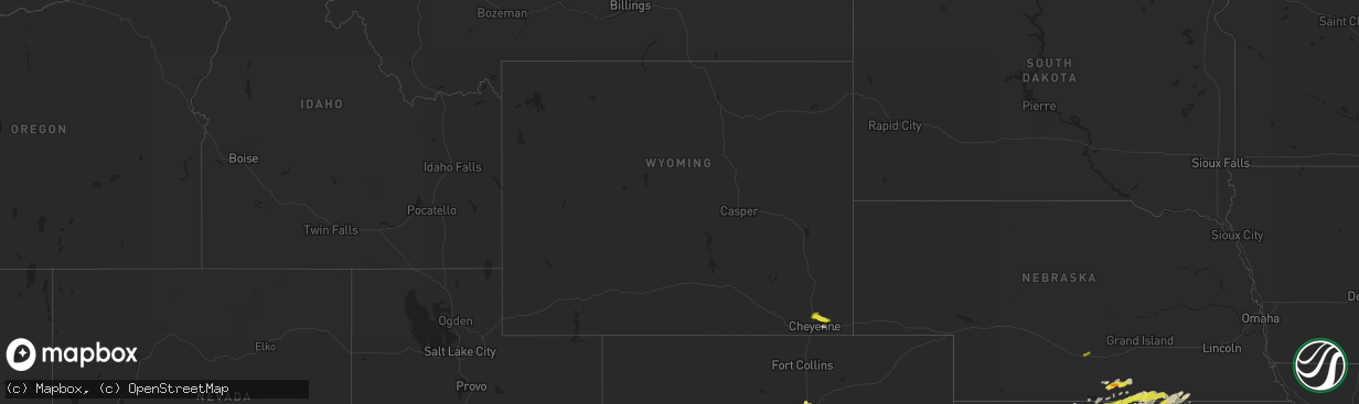 Hail map in Wyoming on May 6, 2019