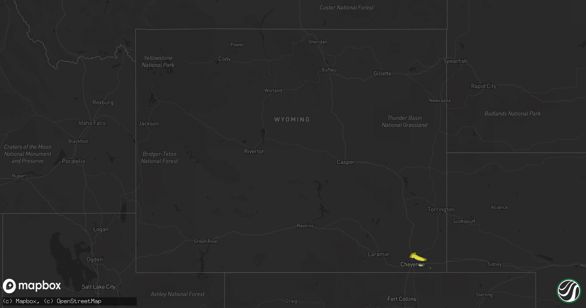 Hail map in Wyoming on May 6, 2019