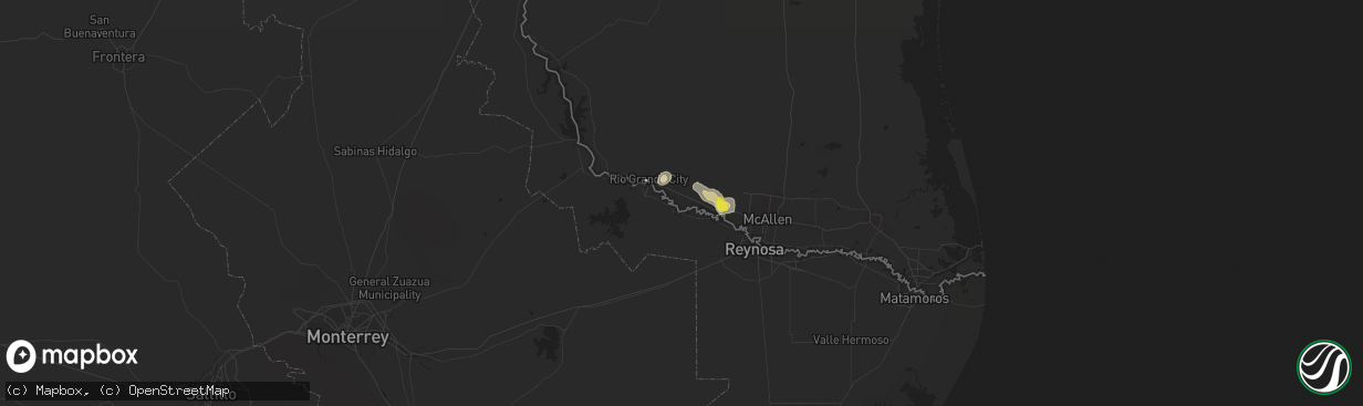 Hail map in Grulla, TX on May 6, 2020