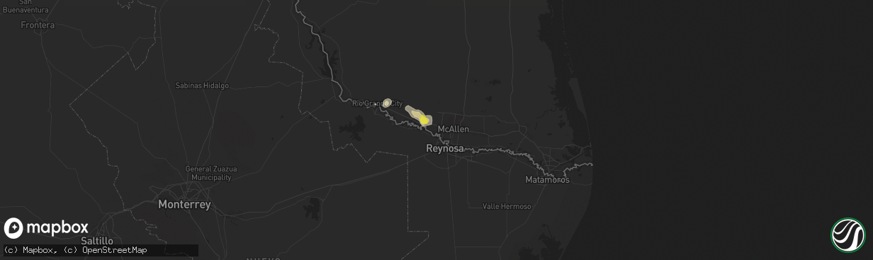 Hail map in Mission, TX on May 6, 2020