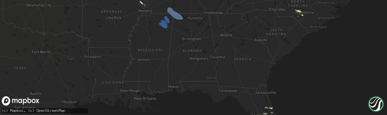 Hail map in Alabama on May 6, 2021