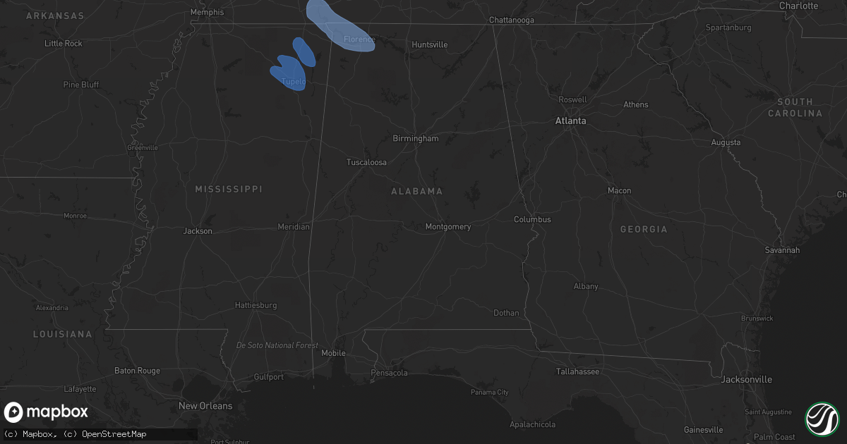 Hail map in Alabama on May 6, 2021