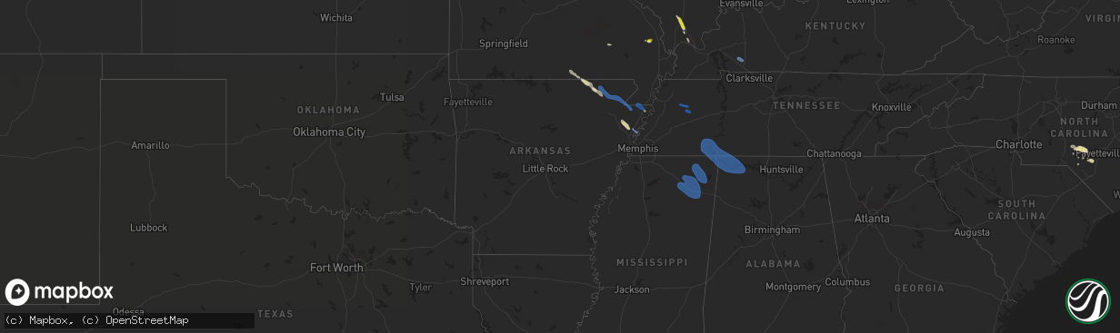 Hail map in Arkansas on May 6, 2021