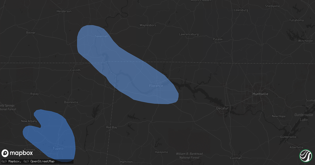 Hail map in Florence, AL on May 6, 2021