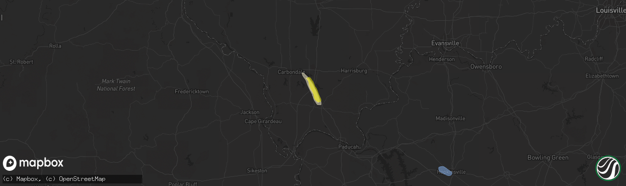 Hail map in Goreville, IL on May 6, 2021