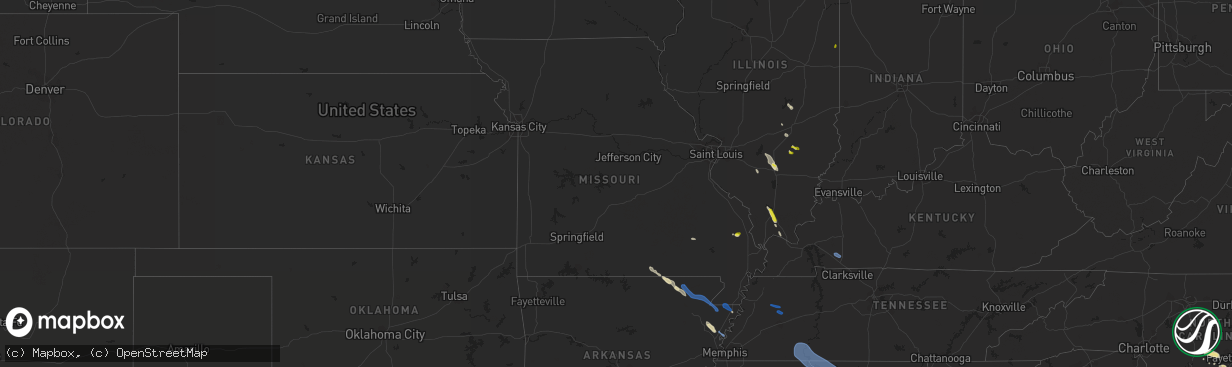 Hail map in Missouri on May 6, 2021