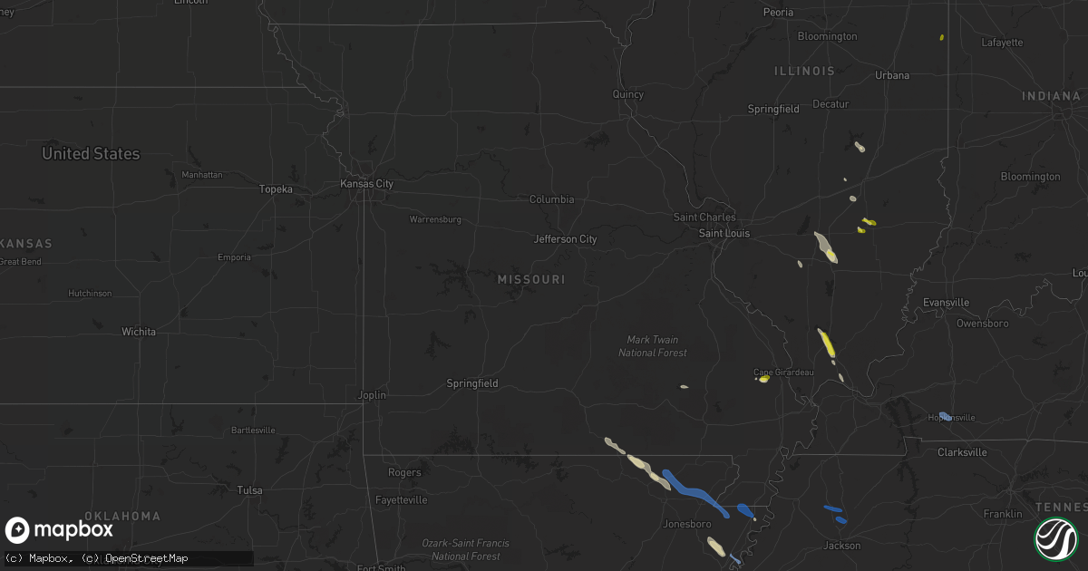 Hail map in Missouri on May 6, 2021