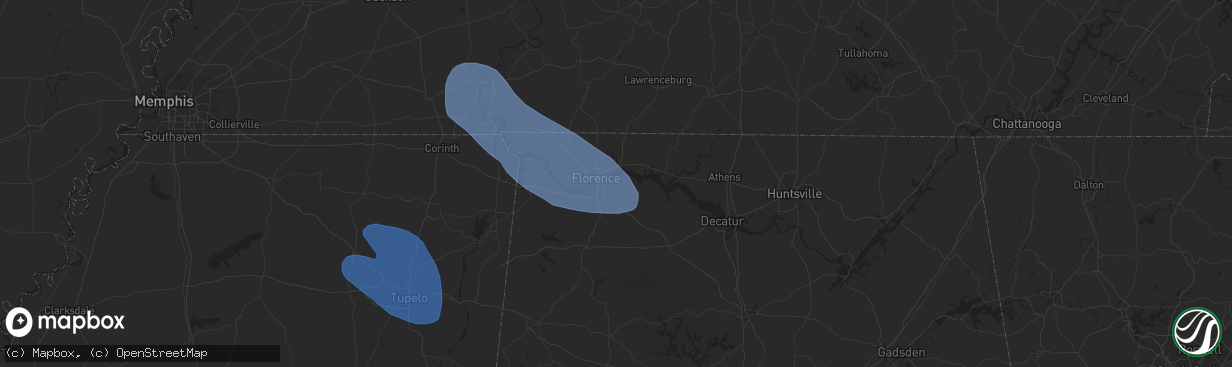 Hail map in Muscle Shoals, AL on May 6, 2021