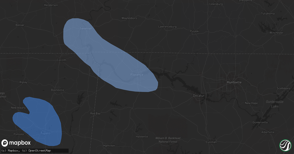 Hail map in Muscle Shoals, AL on May 6, 2021
