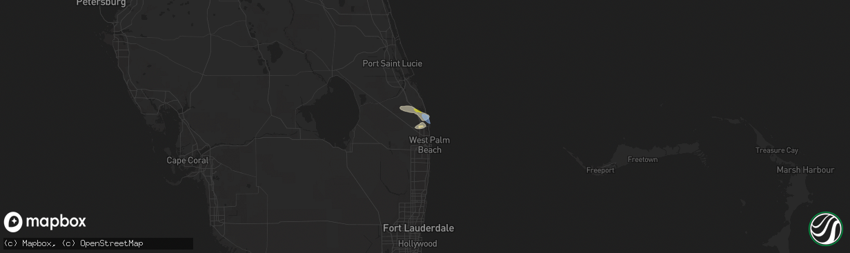 Hail map in Palm Beach Gardens, FL on May 6, 2021