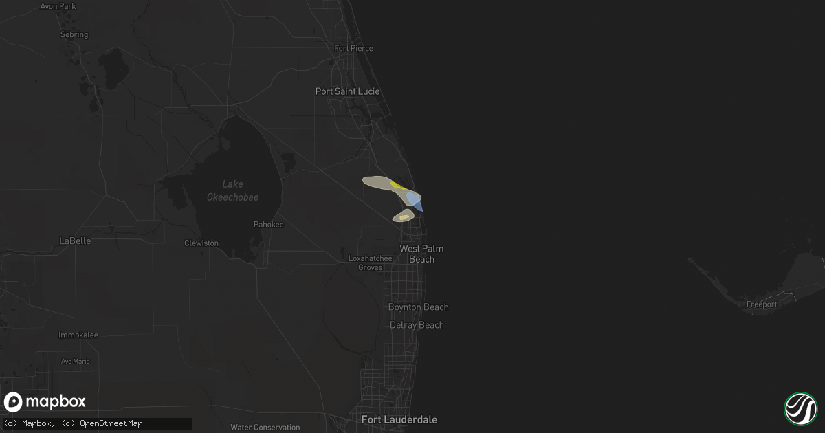 Hail map in Palm Beach Gardens, FL on May 6, 2021