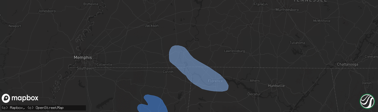 Hail map in Savannah, TN on May 6, 2021