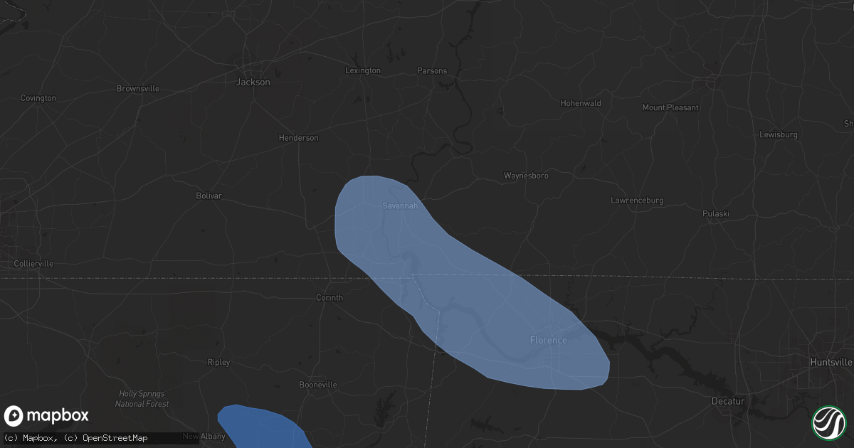 Hail map in Savannah, TN on May 6, 2021