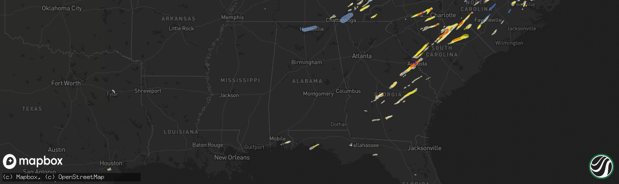 Hail map in Alabama on May 6, 2022