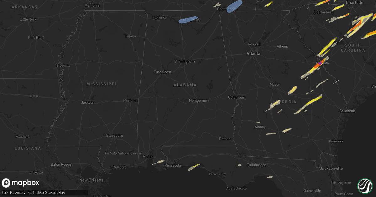 Hail map in Alabama on May 6, 2022