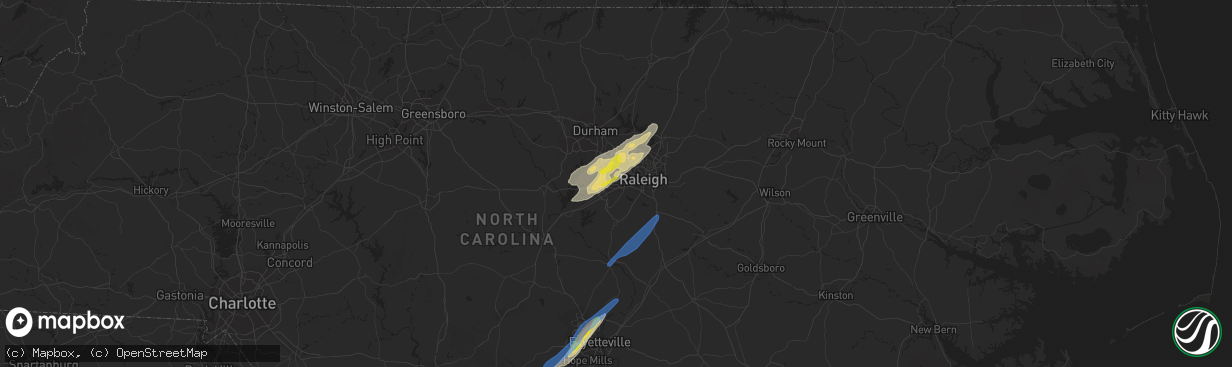 Hail map in Cary, NC on May 6, 2022