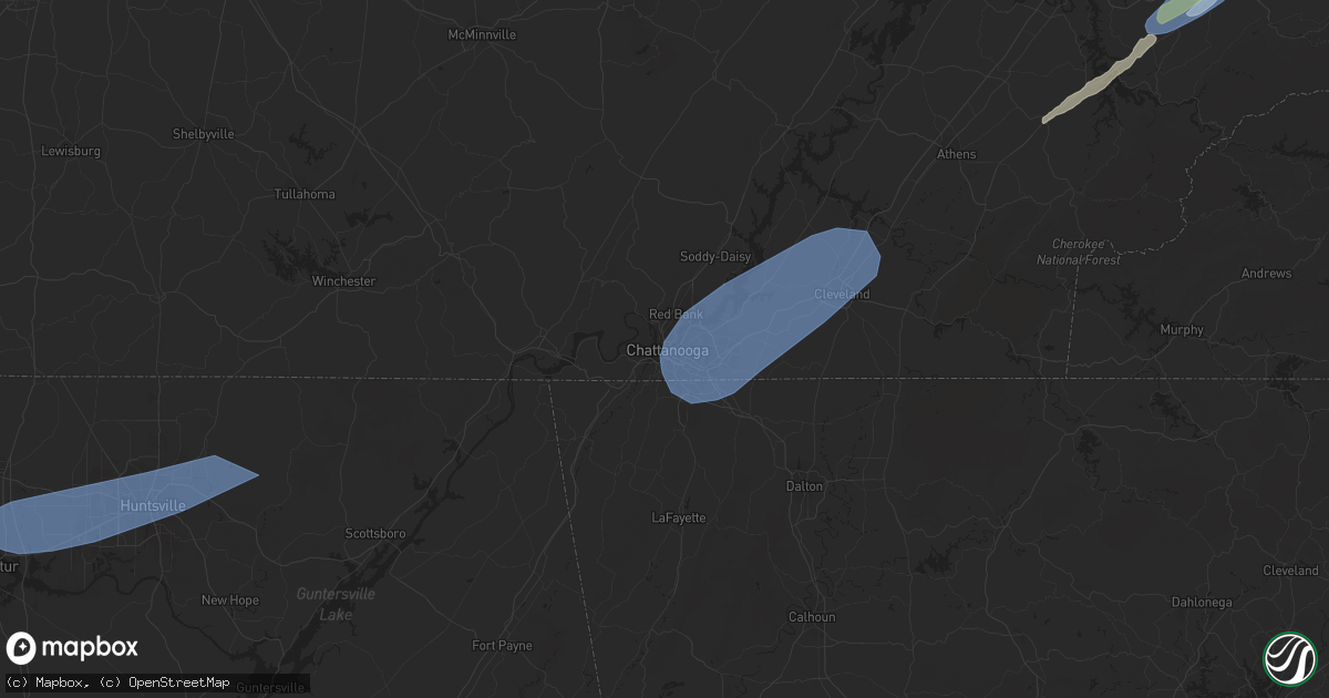 Hail map in Chattanooga, TN on May 6, 2022