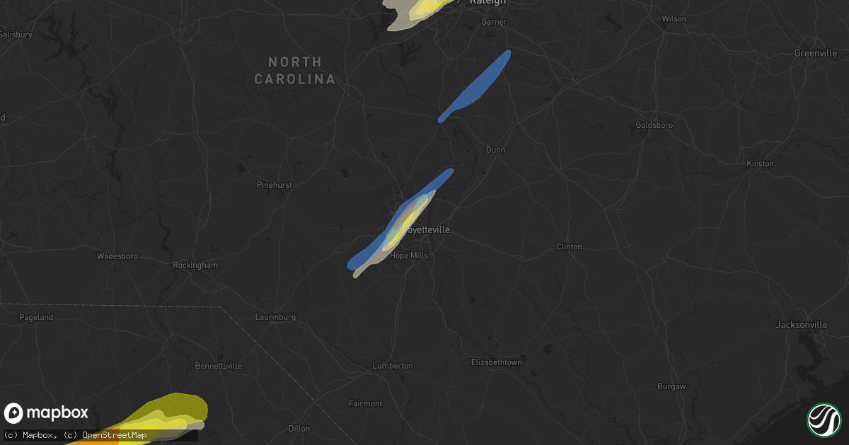 Hail map in Fayetteville, NC on May 6, 2022