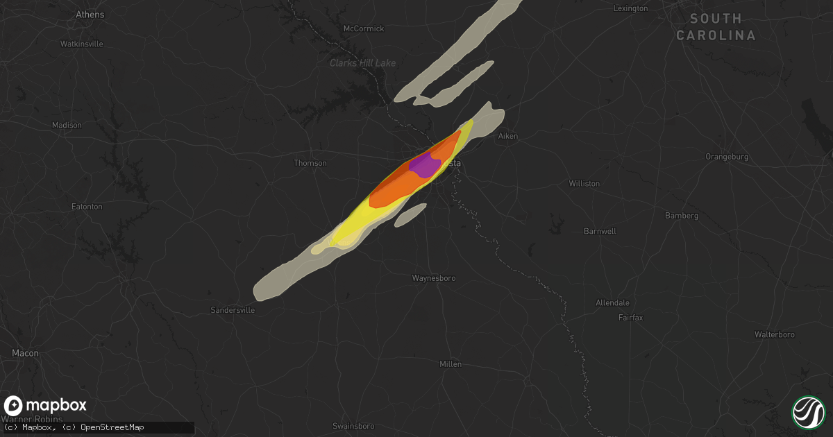 Hail map in Hephzibah, GA on May 6, 2022