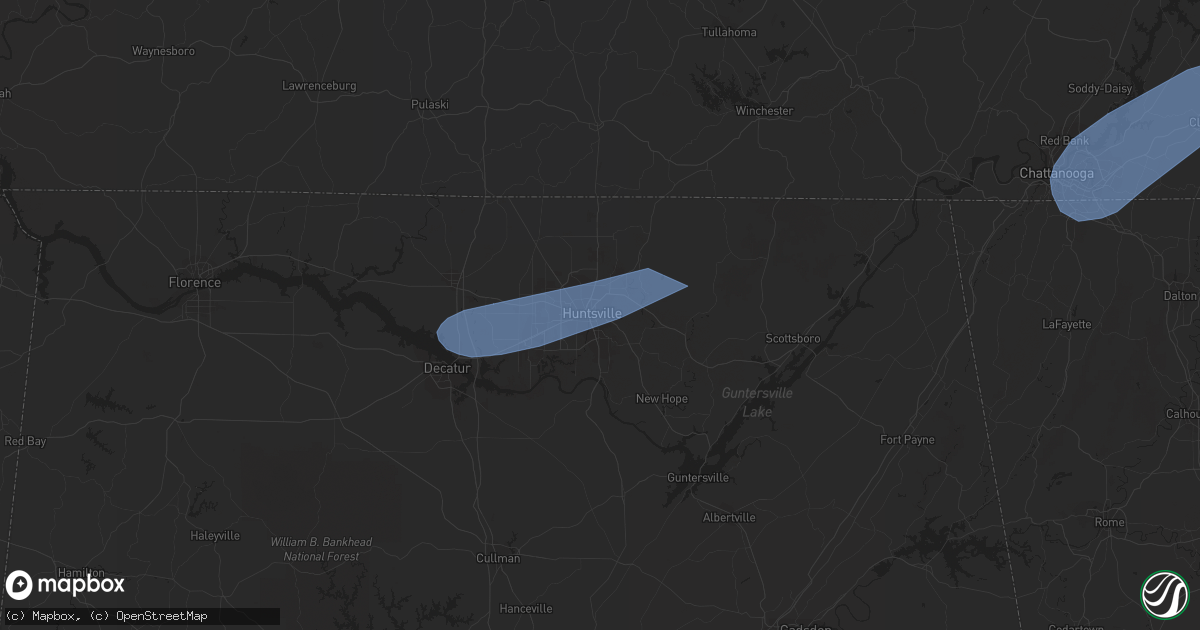 Hail map in Huntsville, AL on May 6, 2022