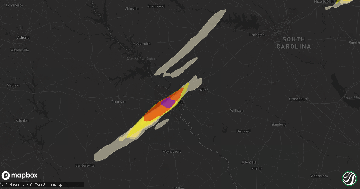 Hail map in North Augusta, SC on May 6, 2022