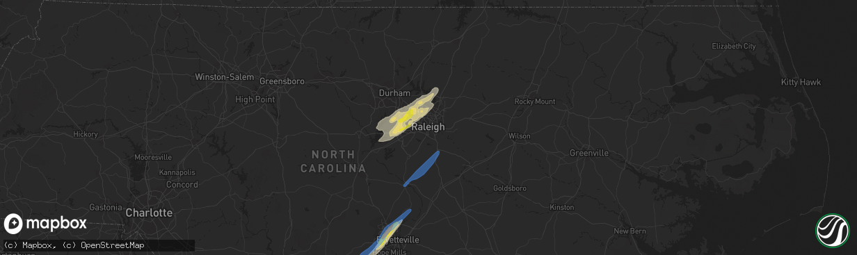 Hail map in Raleigh, NC on May 6, 2022