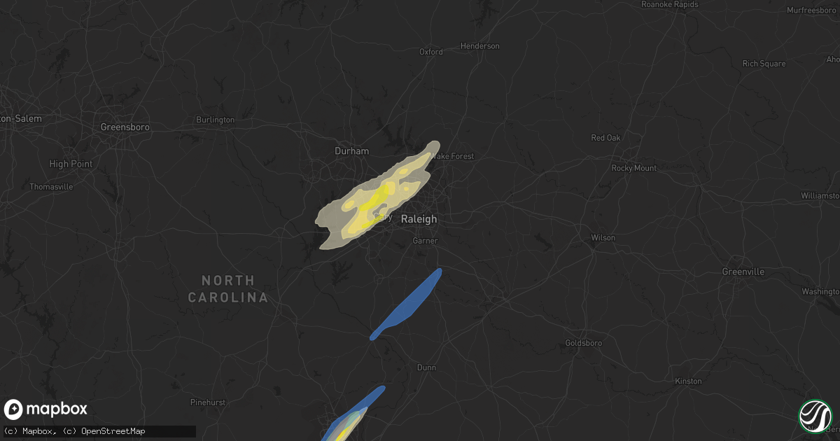 Hail map in Raleigh, NC on May 6, 2022