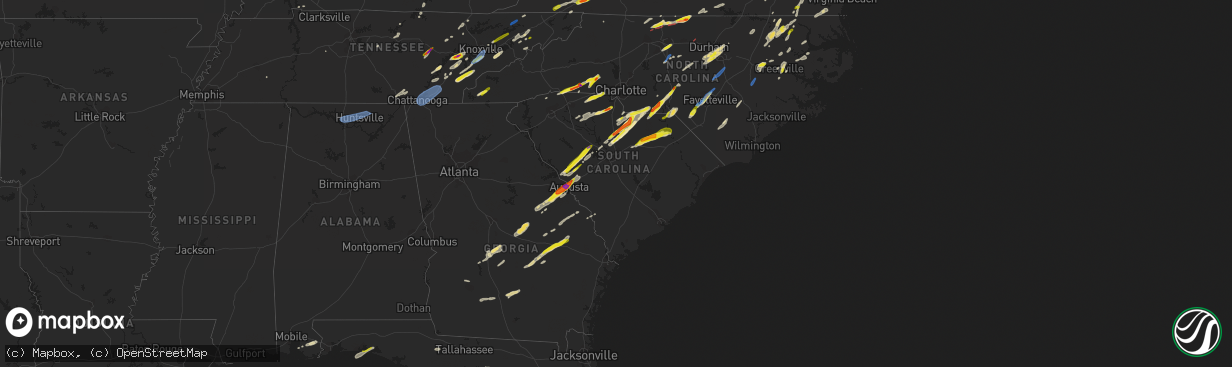 Hail map in South Carolina on May 6, 2022