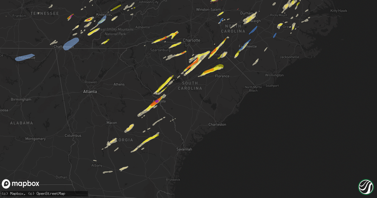 Hail map in South Carolina on May 6, 2022
