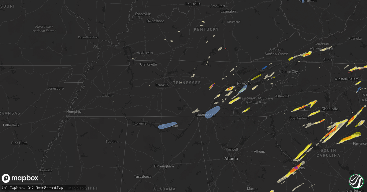 Hail map in Tennessee on May 6, 2022