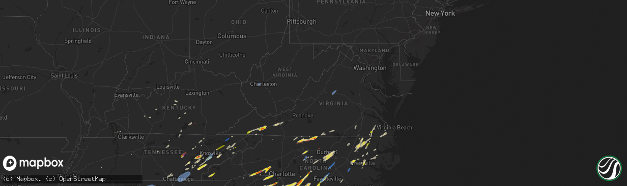 Hail map in Virginia on May 6, 2022