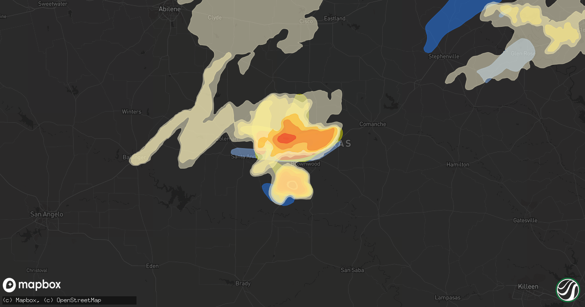 Hail map in Brownwood, TX on May 6, 2023