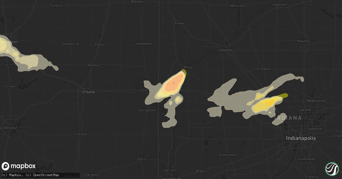 Hail map in Covington, IN on May 6, 2023