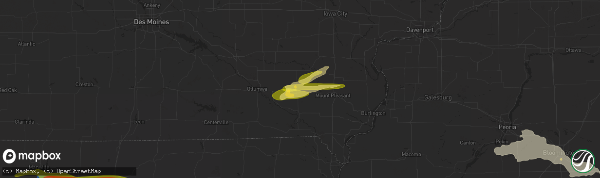 Hail map in Fairfield, IA on May 6, 2023