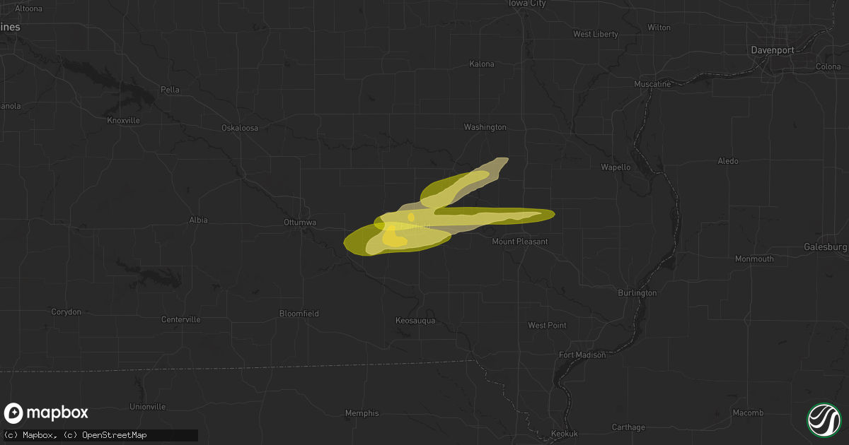 Hail map in Fairfield, IA on May 6, 2023