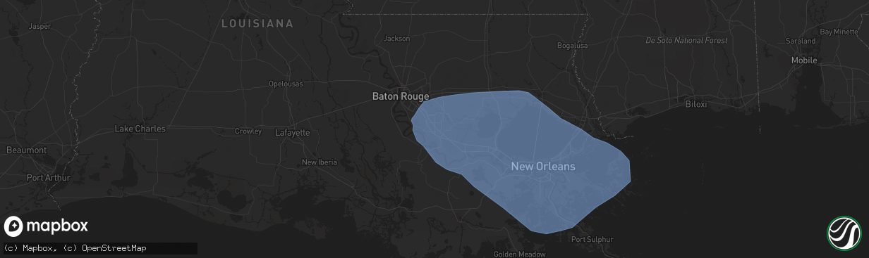 Hail map in Gonzales, LA on May 6, 2023