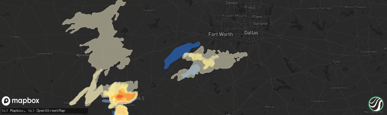 Hail map in Granbury, TX on May 6, 2023
