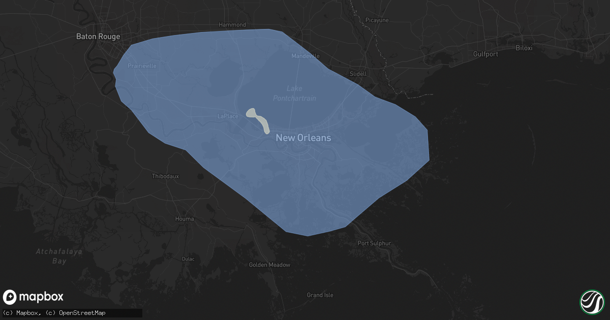 Hail map in Harvey, LA on May 6, 2023